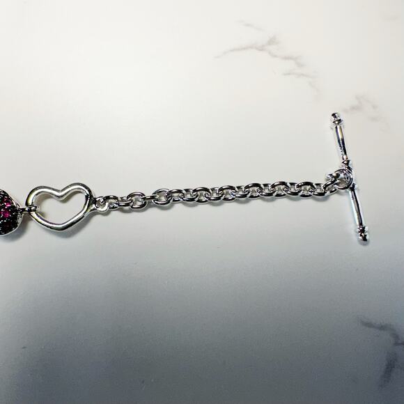 Jared's Silver Multi Paved Ruby Heart Bracelet - Picture 7 of 11